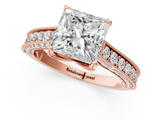 Rose gold Princess Cut Diamond Pave Band with Four-Prong Setting_20