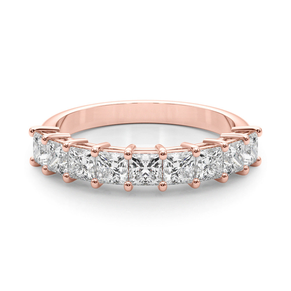 Rose gold Princess Cut Diamond Prong Set Eternity Band 1
