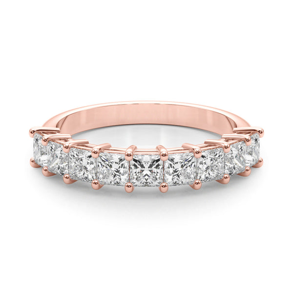 Rose gold Princess Cut Diamond Prong Set Eternity Band