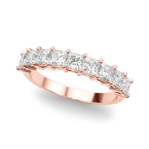 Rose gold Princess Cut Diamond Prong Set Eternity Band