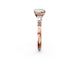 Rose gold Princess Cut Diamond Ring with Baguette Side Stones, Channel Set Band, and Four-Prong Setting_27
