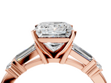 Rose gold Princess Cut Diamond Ring with Baguette Side Stones, Channel Set Band, and Four-Prong Setting_29