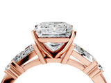 Rose gold Princess Cut Diamond Ring with Baguette Side Stones, Channel Set Band, and Four-Prong Setting_29