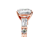 Rose gold Princess Cut Diamond Ring with Baguette Side Stones, Channel Set Band, and Four-Prong Setting_30