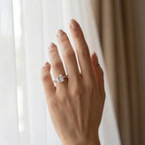 Rose gold Princess Cut Diamond Ring with Marquise and Round  Side Stones and Four-Prong Setting_13