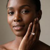 Rose gold Princess Cut Diamond Ring with Marquise and Round  Side Stones and Four-Prong Setting_14
