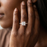 Rose gold Princess Cut Diamond Ring with Marquise and Round  Side Stones and Four-Prong Setting_15