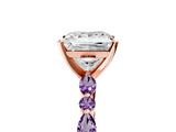 Rose gold Princess Cut Diamond Ring with Marquise and Round with Amethyst side stone Side Stones and Four-Prong Setting_29