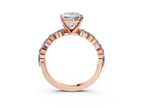 Rose gold Princess Cut Diamond Ring with Marquise and Round with Aquamarine side stone Side Stones and Four-Prong Setting_15