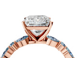 Rose gold Princess Cut Diamond Ring with Marquise and Round with Aquamarine side stone Side Stones and Four-Prong Setting_16