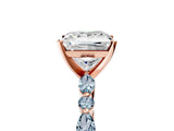 Rose gold Princess Cut Diamond Ring with Marquise and Round with Aquamarine side stone Side Stones and Four-Prong Setting_17