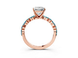 Rose gold Princess Cut Diamond Ring with Marquise and Round with Blue Topaz side stone Side Stones and Four-Prong Setting_27