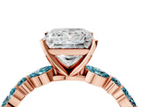 Rose gold Princess Cut Diamond Ring with Marquise and Round with Blue Topaz side stone Side Stones and Four-Prong Setting_28