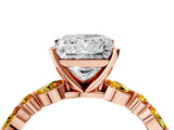 Rose gold Princess Cut Diamond Ring with Marquise and Round with Citrine side stone Side Stones and Four-Prong Setting_16