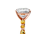 Rose gold Princess Cut Diamond Ring with Marquise and Round with Citrine side stone Side Stones and Four-Prong Setting_17