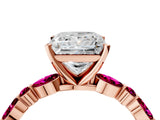 Rose gold Princess Cut Diamond Ring with Marquise and Round with Garnet side stone Side Stones and Four-Prong Setting_40