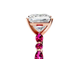 Rose gold Princess Cut Diamond Ring with Marquise and Round with Garnet side stone Side Stones and Four-Prong Setting_41