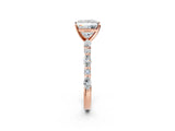 Rose gold Princess Cut Diamond Ring with Marquise and Round with Moissanite side stone Side Stones and Four-Prong Setting_62