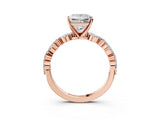 Rose gold Princess Cut Diamond Ring with Marquise and Round with Moissanite side stone Side Stones and Four-Prong Setting_63