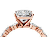 Rose gold Princess Cut Diamond Ring with Marquise and Round with Moissanite side stone Side Stones and Four-Prong Setting_64