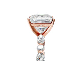 Rose gold Princess Cut Diamond Ring with Marquise and Round with Moissanite side stone Side Stones and Four-Prong Setting_65