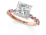 Rose gold Princess Cut Diamond Ring with Marquise and Round with Morganite side stone Side Stones and Four-Prong Setting_25