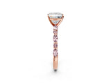 Rose gold Princess Cut Diamond Ring with Marquise and Round with Morganite side stone Side Stones and Four-Prong Setting_26