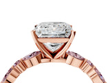 Rose gold Princess Cut Diamond Ring with Marquise and Round with Morganite side stone Side Stones and Four-Prong Setting_28