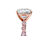 Rose gold Princess Cut Diamond Ring with Marquise and Round with Morganite side stone Side Stones and Four-Prong Setting_29