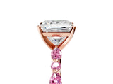 Rose gold Princess Cut Diamond Ring with Marquise and Round with Pink Sapphire side stone Side Stones and Four-Prong Setting_17