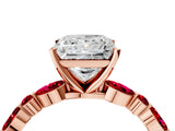 Rose gold Princess Cut Diamond Ring with Marquise and Round with Ruby side stone Side Stones and Four-Prong Setting_40