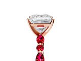 Rose gold Princess Cut Diamond Ring with Marquise and Round with Ruby side stone Side Stones and Four-Prong Setting_41