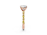 Rose gold Princess Cut Diamond Ring with Marquise and Round with Yellow Sapphire side stone Side Stones and Four-Prong Setting_26
