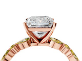 Rose gold Princess Cut Diamond Ring with Marquise and Round with Yellow Sapphire side stone Side Stones and Four-Prong Setting_28