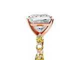 Rose gold Princess Cut Diamond Ring with Marquise and Round with Yellow Sapphire side stone Side Stones and Four-Prong Setting_29