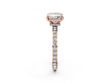 Rose gold Princess Cut Diamond Ring with Pavé Band and Four-Prong Setting_89