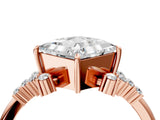 Rose gold Princess Cut Diamond Ring with Side Stones and Four-Prong Setting_107