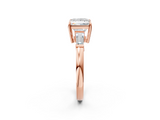 Rose gold Princess Cut Diamond Ring with Tapered Baguette Side Stones in Four-Prong Setting_18
