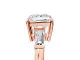 Rose gold Princess Cut Diamond Ring with Tapered Baguette Side Stones in Four-Prong Setting_21