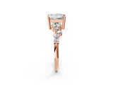 Rose gold Princess Cut Diamond Scattered Round Accent Ring with Prong Setting_14