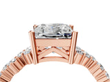 Rose gold Princess Cut Diamond Scattered Round Accent Ring with Prong Setting_16