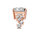 Rose gold Princess Cut Diamond Scattered Round Accent Ring with Prong Setting_17