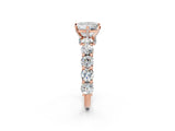 Rose gold Princess Cut Diamond Side Stone Engagement Ring with Four-Prong Setting_26