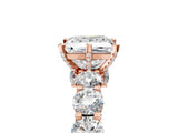 Rose gold Princess Cut Diamond Side Stone Engagement Ring with Four-Prong Setting_29
