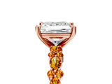 Rose gold Princess Cut Diamond Side Stone Solitaire Ring with Round with Citrine side stone and Four-Prong Setting_5