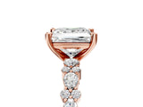 Rose gold Princess Cut Diamond Side Stone Solitaire Ring with Round with Moissanite side stone and Four-Prong Setting_5