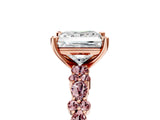 Rose gold Princess Cut Diamond Side Stone Solitaire Ring with Round with Morganite side stone and Four-Prong Setting_5