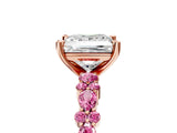 Rose gold Princess Cut Diamond Side Stone Solitaire Ring with Round with Pink Sapphire side stone and Four-Prong Setting_5