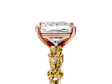 Rose gold Princess Cut Diamond Side Stone Solitaire Ring with Round with Yellow Sapphire side stone and Four-Prong Setting_5