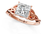 Rose gold Princess Cut Diamond Solitaire Celtic Knot Ring with Four-Prong Setting_103